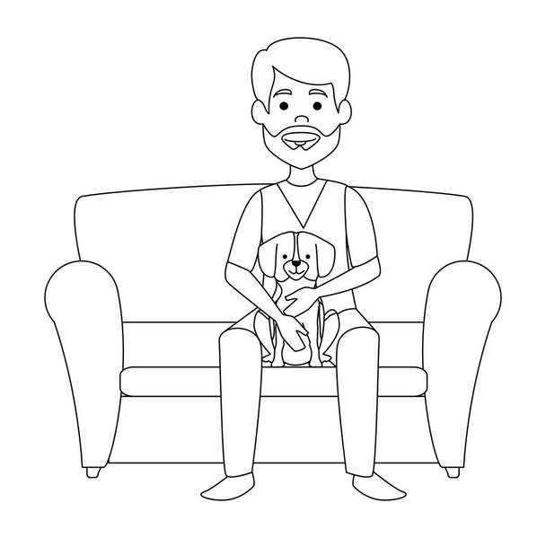 lekarz weterynarii w krzesło z psem avatar charakter - Wektor, obraz