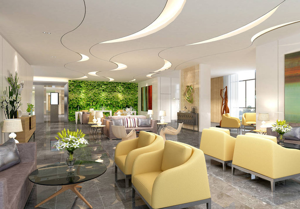 3d renderizar lobby del hotel
 - Foto, imagen