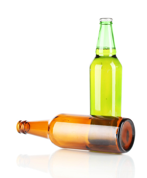Bier in bottles isolated on white - Foto, imagen