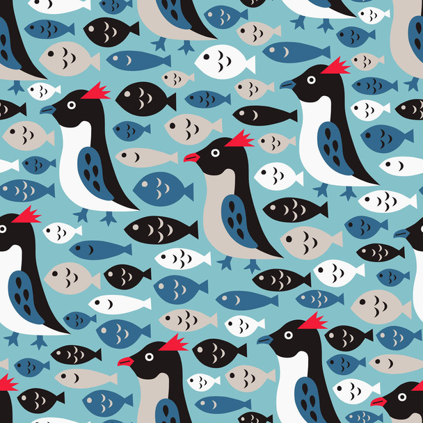 Penguin seamless background. Vector illustration. - Vector, Image