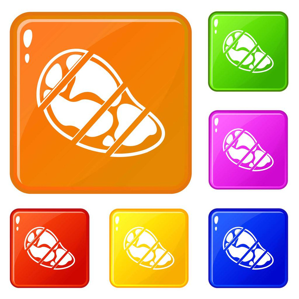 Steak icons set vector color - Vector, Image