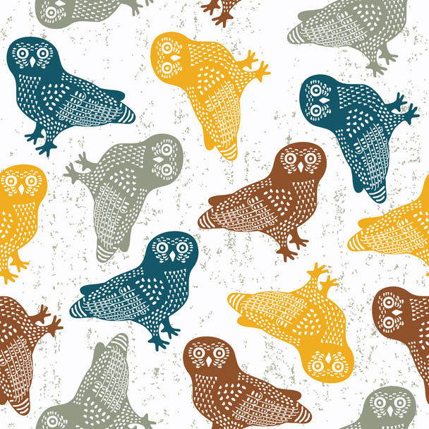Owl seamless pattern. Vector illustration. - Vetor, Imagem