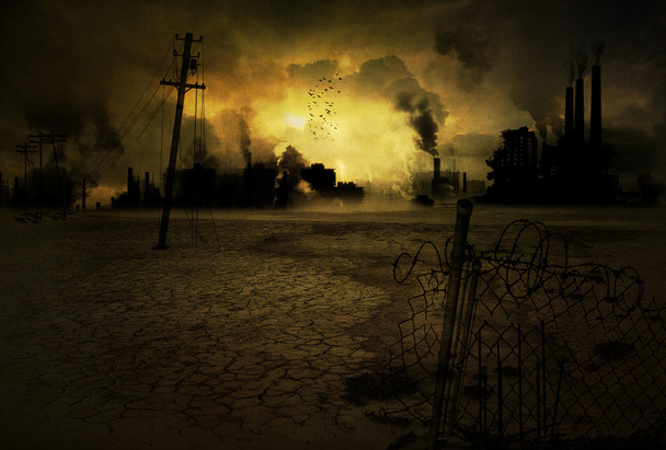 achtergrond besmet industriële stad v2 - Foto, afbeelding