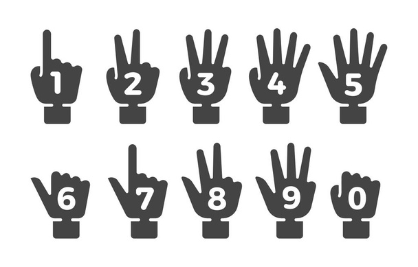 набор значков для подсчета пальцев, вектор и иллюстрация - Вектор,изображение