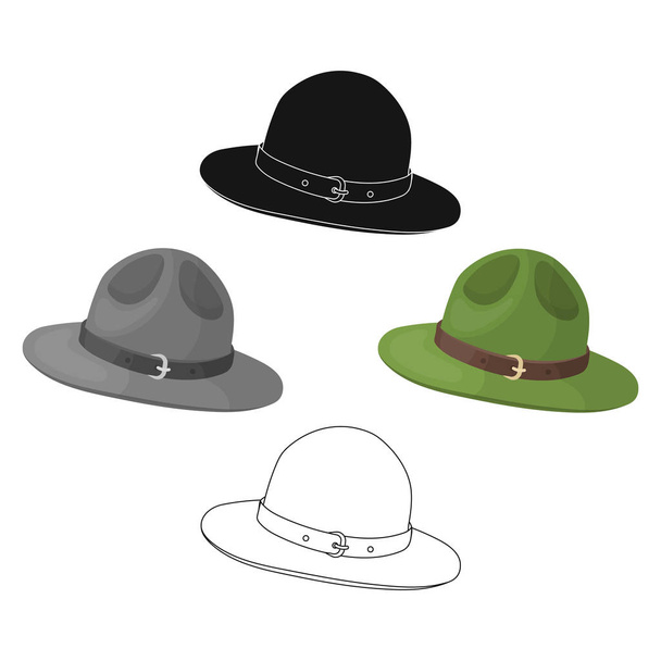 Green hat of a Canadian ranger. Canada single icon in cartoon,black style vector symbol stock illustration web. - Wektor, obraz