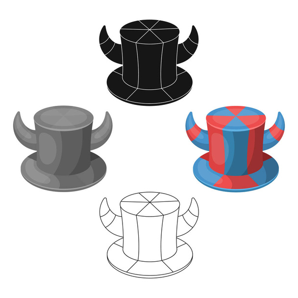 Hat of a fan with horns.Fans single icon in cartoon,black style vector symbol stock illustration. - Vector, Image