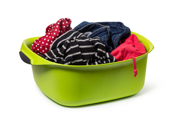 zöld műanyag mosás tál ruházat - Fotó, kép