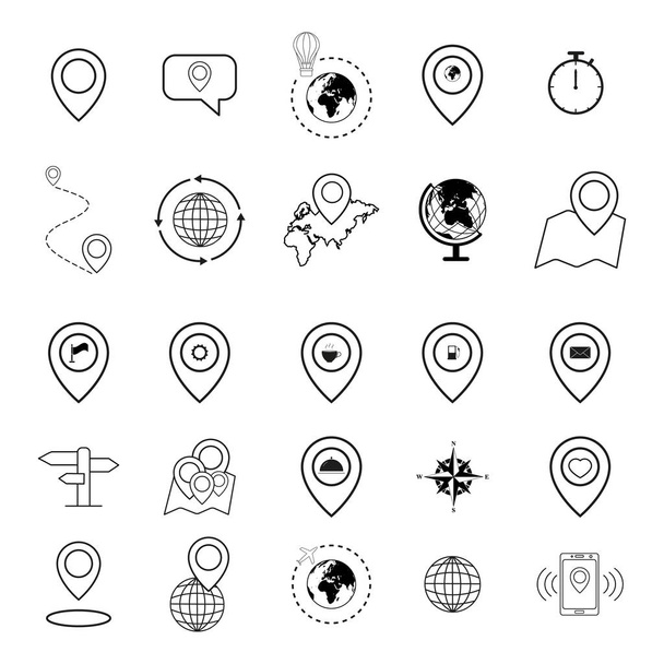 Set of map icons of pin pointer - Vector, Image