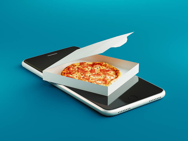 Παραγγείλετε πίτσα σε απευθείας σύνδεση, 3D απόδοση - Φωτογραφία, εικόνα