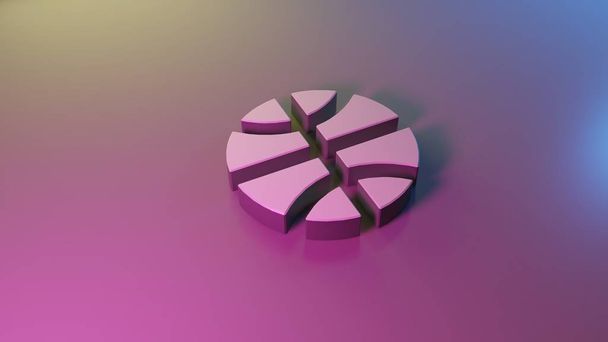 3D symbool van basketbal bal pictogram renderen - Foto, afbeelding