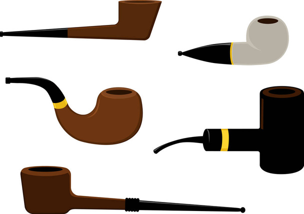 Set of realistic vector illustrations of smoking pipes, EPS 8 vector illustration  - Vektor, kép