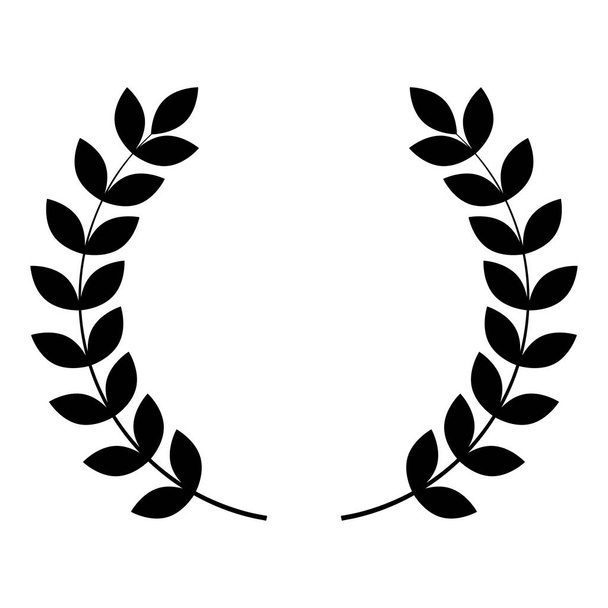 Ветвь победителя Лорел венки Символ победы икона черный цвет вектор иллюстрации плоский стиль изображения
 - Вектор,изображение