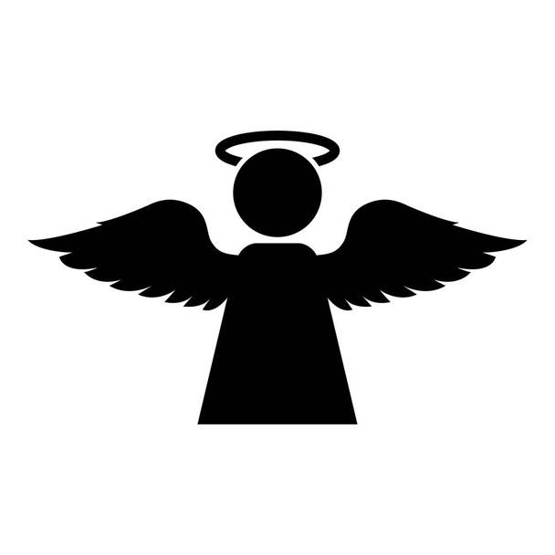 Anjo com asa de mosca ícone cor preta vetor ilustração imagem de estilo plano
 - Vetor, Imagem
