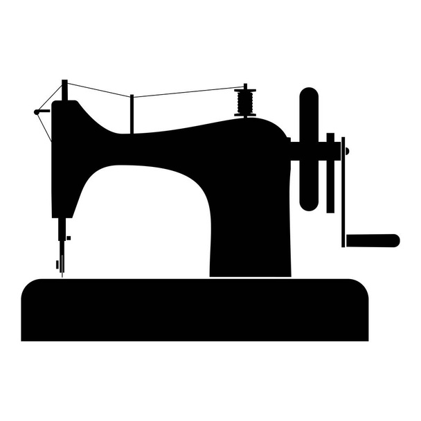 Nähmaschine Schneiderausrüstung Vintage Ikone schwarz Farbvektor Abbildung flachen Stil Bild - Vektor, Bild
