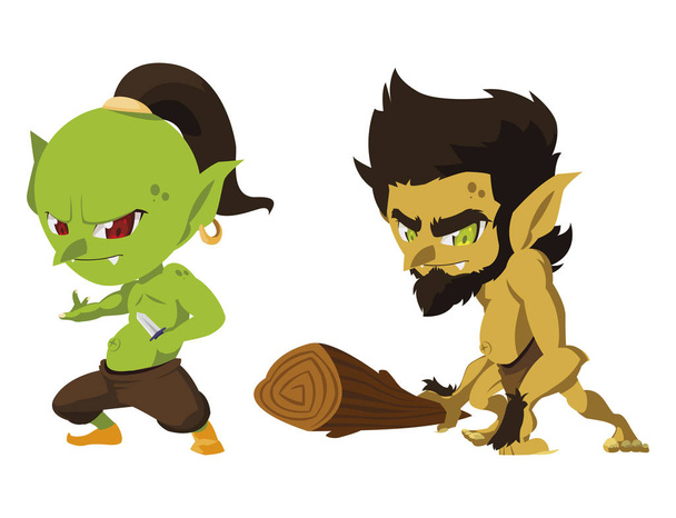 feo troll con cavernícola gnome personajes mágicos
 - Vector, imagen
