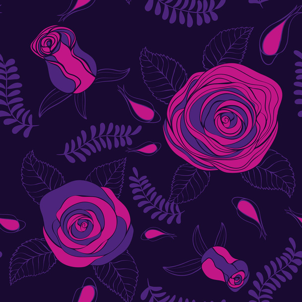 Seamless pattern with roses - Vector, imagen