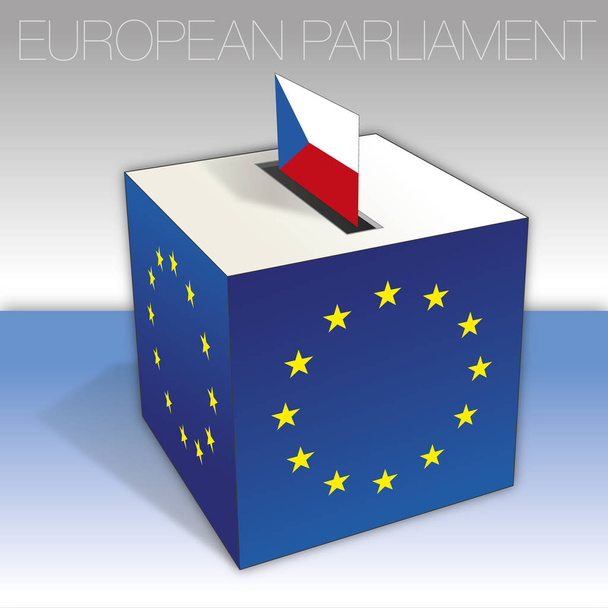 República Checa, caixa de voto, eleições para o Parlamento Europeu, bandeira e símbolos nacionais, ilustração vetorial
 - Vetor, Imagem