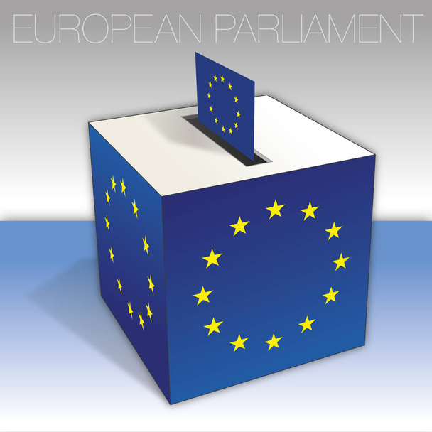 Avrupa Birliği, oy sandığı, Avrupa parlamentosu seçimleri, bayrak ve ulusal semboller, vektör illüstrasyon - Vektör, Görsel