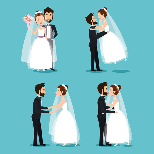 mariée et marié ensemble couples de mariage romantique
 - Vecteur, image