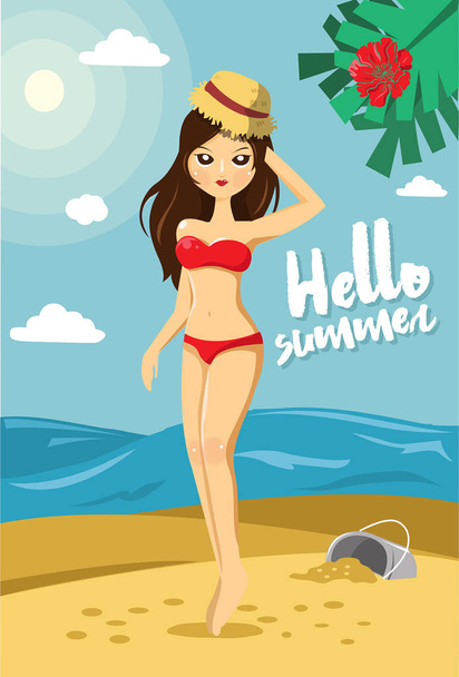 summer girl - Διάνυσμα, εικόνα