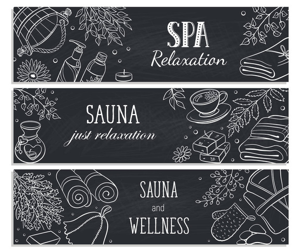 Sauna bocetos póster vector ilustración
 - Vector, imagen