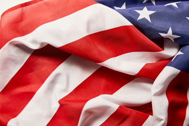 close up view of crumpled national american flag  - Foto, Bild