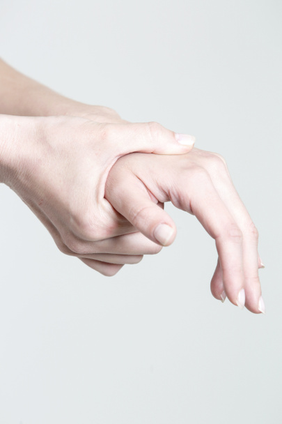 Blessure au poignet, femme présentant un symptôme du syndrome du canal carpien
 - Photo, image