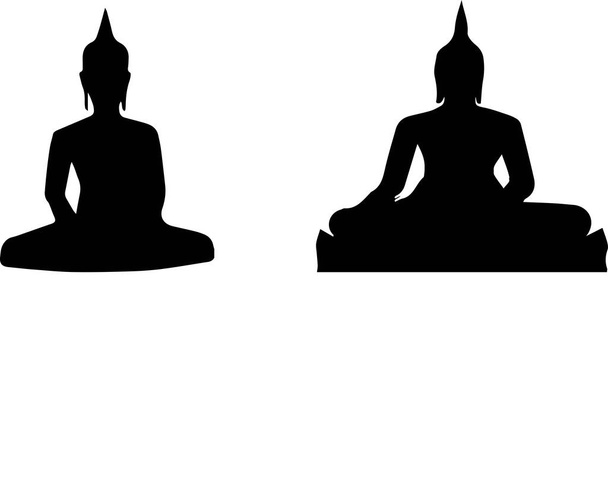 silhuetas de estátua de Buda
 - Vetor, Imagem