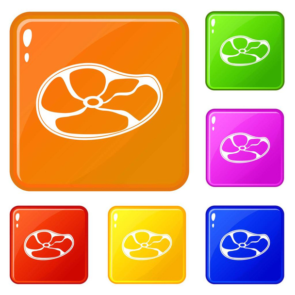 Steak icons set vector color - Vetor, Imagem