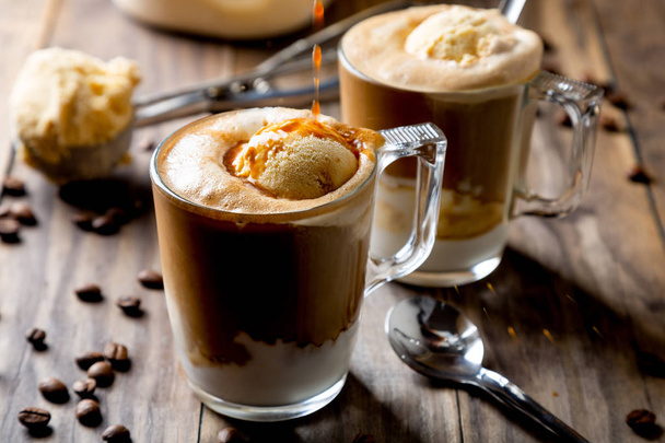 Delicious iced coffe with ice cream - Photo, Image