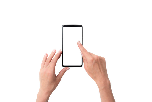 Vysmívat se uživatel rukou s černými smartphone pro návrh - Fotografie, Obrázek