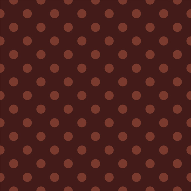 Seamless vector pattern with brwon polka dots on a dark chocolate brown background. - Vector, Image