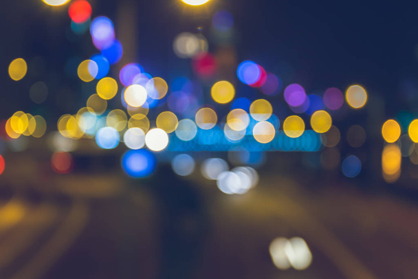 Light night city bokeh abstract background - Foto, afbeelding