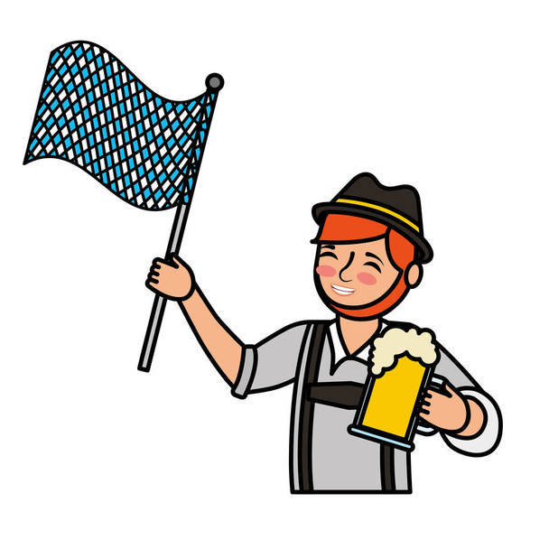 bavarois homme avec bière et drapeau
 - Vecteur, image