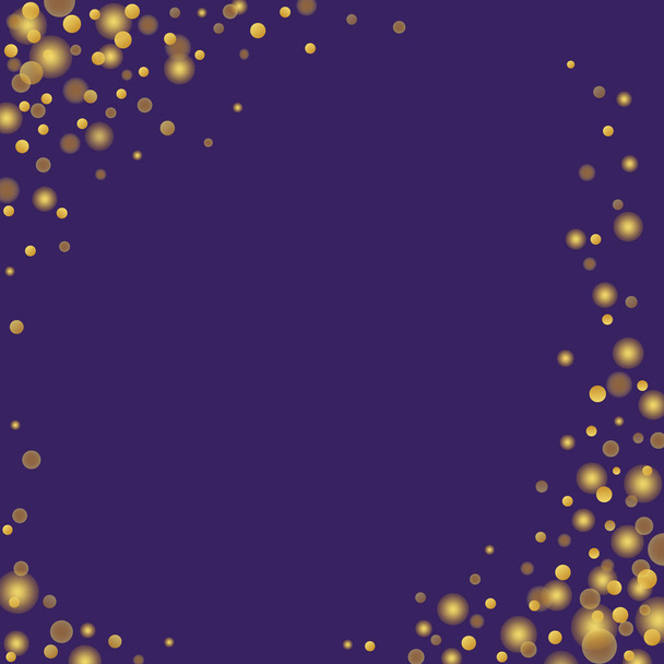 Gold-Konfetti-Glitzern, funkelnde Punkte auf Lila - Vektor, Bild
