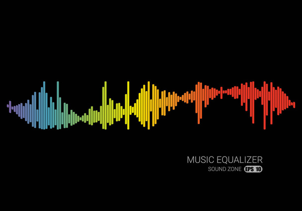 Audio Color Wave logo. Pulse muziekspeler op zwart - Vector, afbeelding