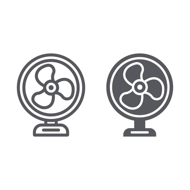 Table fan line and glyph icon, propeller and electric, air cooler sign, vector graphics, a linear pattern on a white background. - Vector, Image