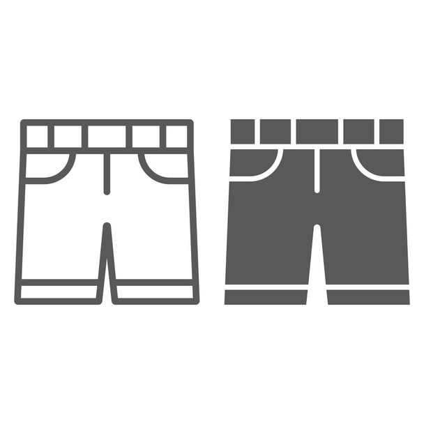 Shorts line and glyph icon, clothes and summer, pants sign, vector graphics, a linear pattern on a white background. - Vector, Image
