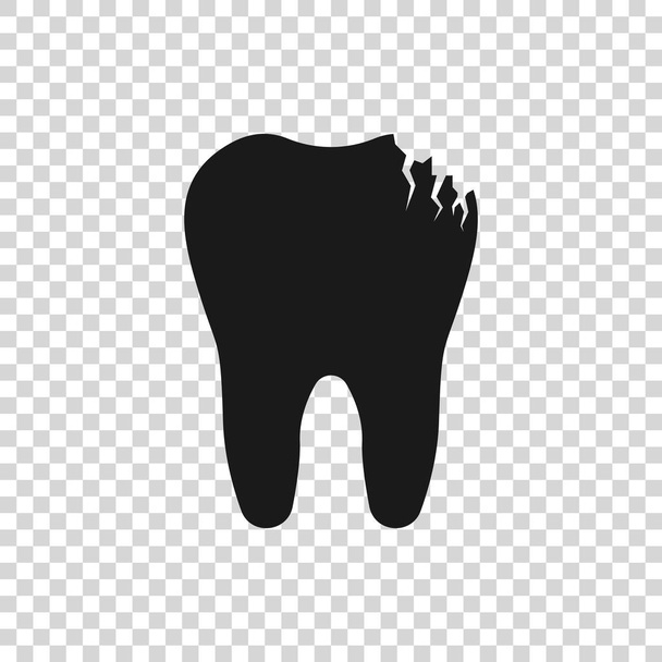 透明な背景に分離された灰色の壊れた歯のアイコン。歯科問題のアイコン。歯科治療のシンボル。ベクトルイラストレーション - ベクター画像