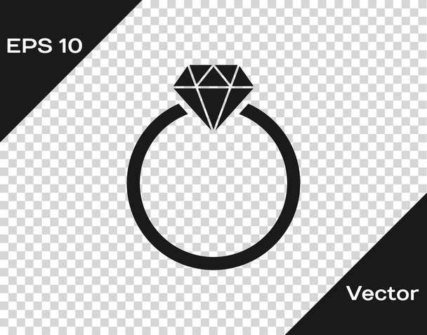 graues Diamant-Verlobungsring-Symbol isoliert auf transparentem Hintergrund. Vektorillustration - Vektor, Bild