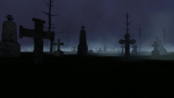 古い墓地, 霧, 雨, 夜と雷 - 映像、動画