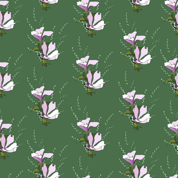 Simple background with floral pattern. Green texture, ornament to decorate fabrics, tiles and paper and wallpaper on the wall. - Vector, imagen