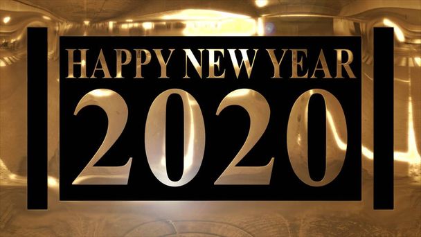 ゴールデン輝くテキスト「新年おめでとう2020」" - 写真・画像