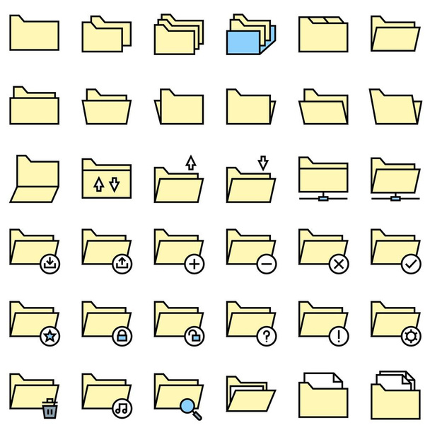 Conjunto de iconos de vectores de archivos y carpetas, contorno editable rellenado
 - Vector, Imagen