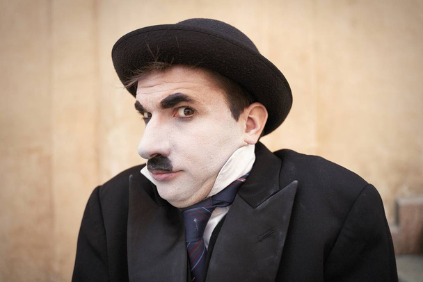 portrait of male Mime artist   on street - Valokuva, kuva