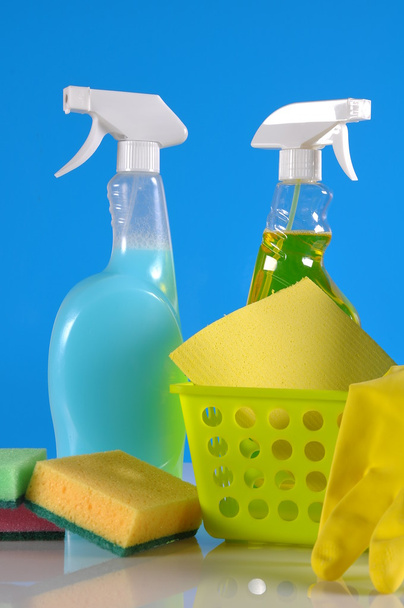 Cleaning equipment on light background - Photo, Image