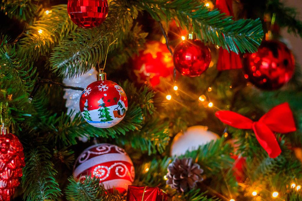 balls on Christmas tree. Winter holidays - Photo, Image