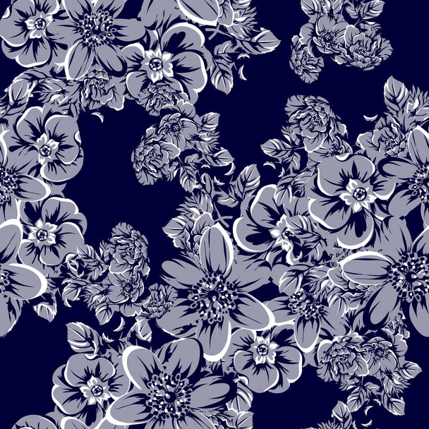 vector illustration of vintage flowers pattern background - Vetor, Imagem