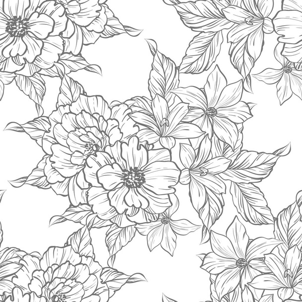 vector illustration of vintage flowers pattern background - Vektor, obrázek