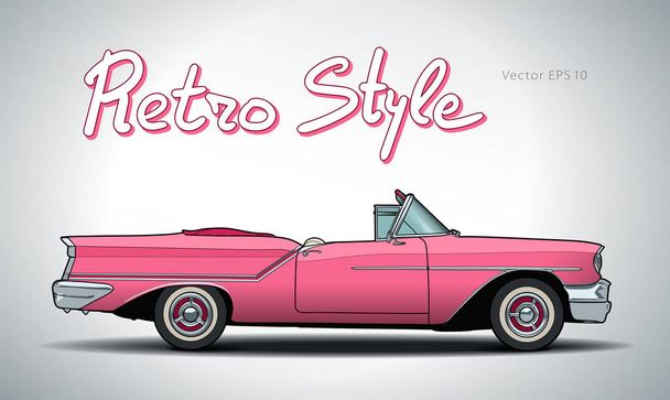 Retro car cabriolet vector draw isolated illustration - Vector, Image